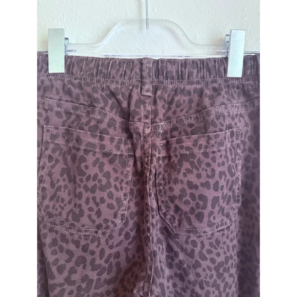 Gap Kids Black Gray Leopard Print Barrel Denim Jeans XL Elastic Waist